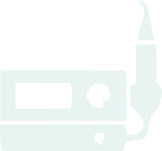 A faint, light blue outline of a gaming console with a matching controller connected by a cord.